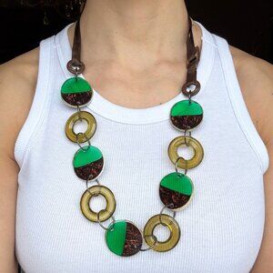 VNTG 80s/90s Brazilian Tagua Nut & Coconut Necklace | Rare Bio-Jewelry | Earthy